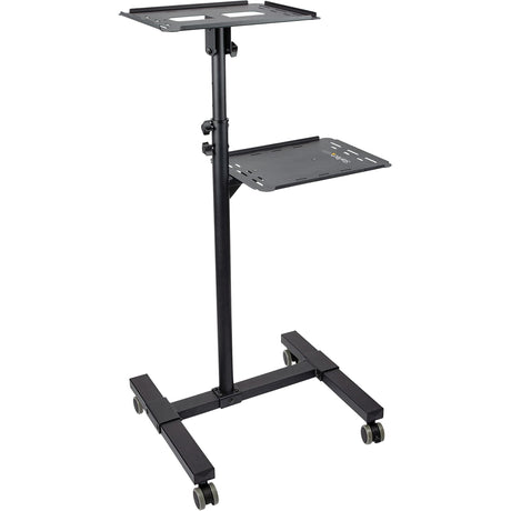 StarTech.com Mobile Projector and Laptop Stand/Cart, Heavy Duty Portable Projector Stand/Presentation Cart (22lb/shelf), Height Adjustable — ADJPROJCART
