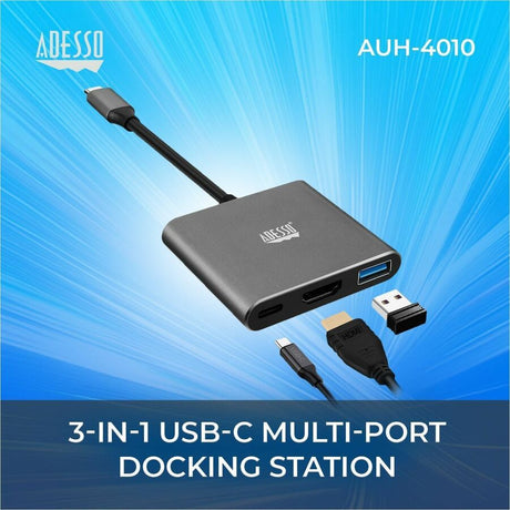 Adesso 3-IN-1 USB-C Multi-Port Docking Station (TAA Compliant) — AUH-4010