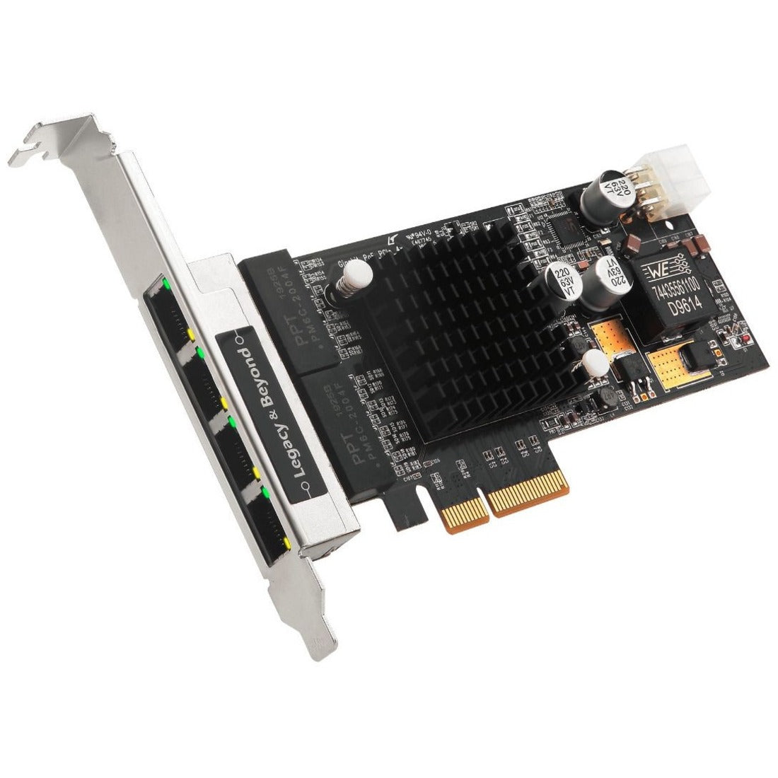 SIIG 4 Port Gigabit Ethernet with POE PCIe Card - Intel 350 — LB-GE0811-S1