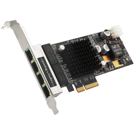 SIIG 4 Port Gigabit Ethernet with POE PCIe Card - Intel 350 — LB-GE0811-S1