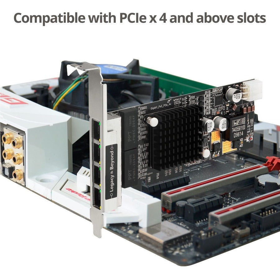 SIIG 4 Port Gigabit Ethernet with POE PCIe Card - Intel 350 — LB-GE0811-S1