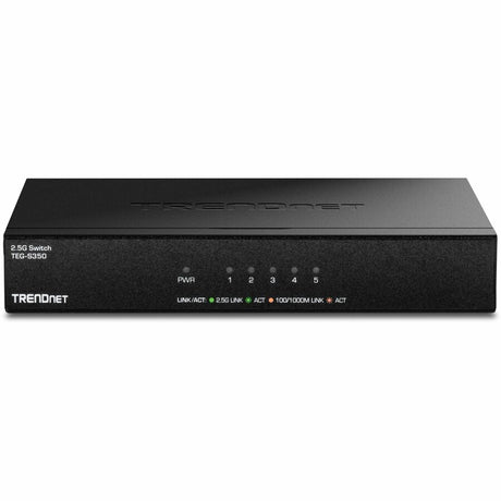 TRENDnet 5-Port 2.5Gb Multi-Gigabit Unmanaged Gaming Switch, TEG-S350, 5 x 2.5GBASE-T Ports, 25Gbps Switching Capacity, Ethernet Splitter, NDAA & TAA Compliant, Fanless, Lifetime Protection, Black — TEG-S350
