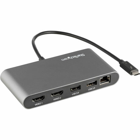 StarTech.com Thunderbolt 3 Mini Dock - Portable Dual Monitor TB3 Laptop Docking Station HDMI 4K 60Hz - 2x USB-A & GbE - 28cm (11") cable — TB3DKM2HDL