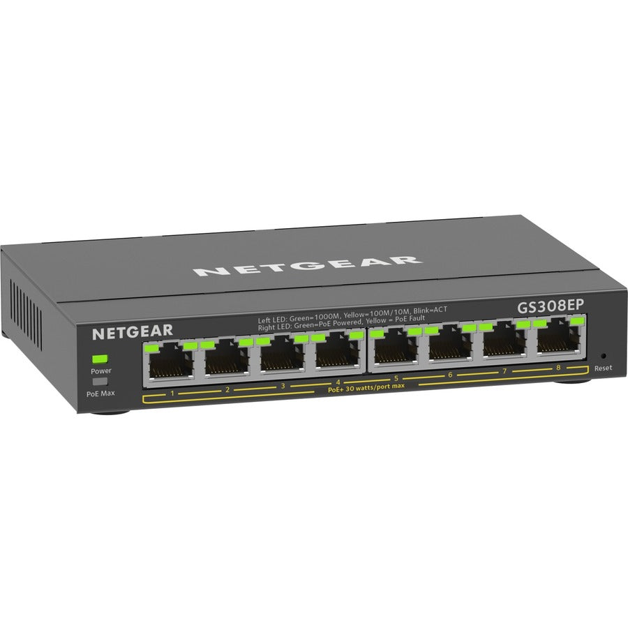 Netgear 8-Port Gigabit Ethernet PoE+ Smart Managed Plus Switch — GS308EP-100NAS