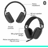 Logitech Zone Vibe 100 Wireless Over Ear Headphones, Noise Canceling Microphone, Advanced Multipoint Bluetooth Headset, Graphite — 981-001256