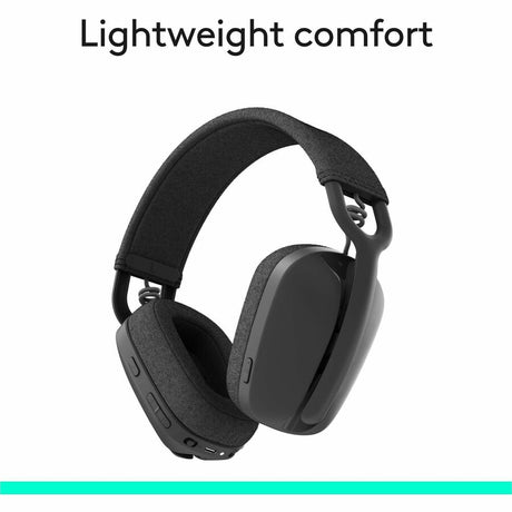 Logitech Zone Vibe 100 Wireless Over Ear Headphones, Noise Canceling Microphone, Advanced Multipoint Bluetooth Headset, Graphite — 981-001256