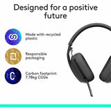 Logitech Zone Vibe 100 Wireless Over Ear Headphones, Noise Canceling Microphone, Advanced Multipoint Bluetooth Headset, Graphite — 981-001256