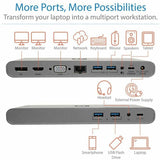 Eaton Tripp Lite Series USB-C Dock, Triple Display - 4K HDMI/DisplayPort, VGA, USB 3.x (5Gbps), USB-A/C Hub Ports, GbE, 100W PD Charging, EU/UK Power Supply — U442-DOCK4-INT