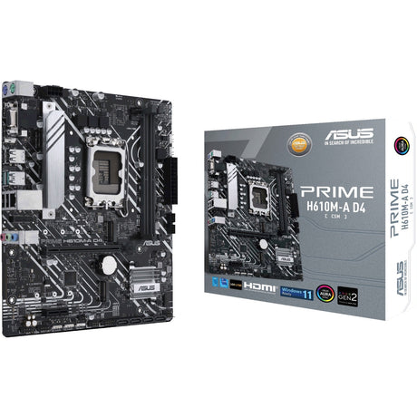 Asus Prime H610M-A D4-CSM Desktop Motherboard - Intel H610 Chipset - Socket LGA-1700 - Micro ATX — PRIMEH610M-AD4-CSM