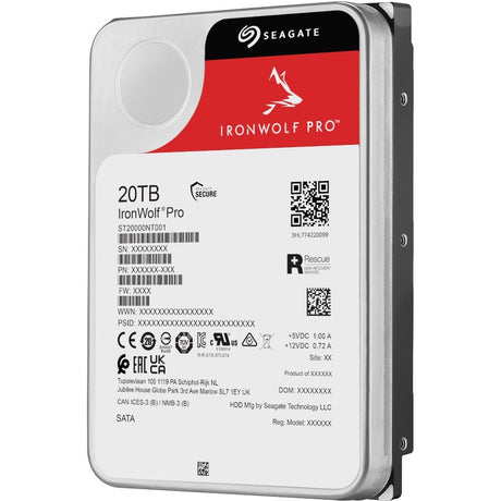 Seagate IronWolf Pro ST20000NT001 20 TB Hard Drive - 3.5" Internal - SATA (SATA/600) - Conventional Magnetic Recording (CMR) Method — ST20000NT001