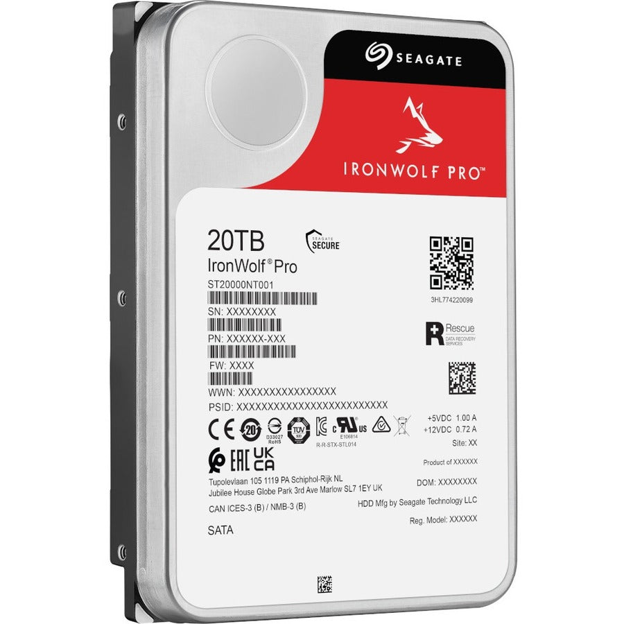 Seagate IronWolf Pro ST20000NT001 20 TB Hard Drive - 3.5" Internal - SATA (SATA/600) - Conventional Magnetic Recording (CMR) Method — ST20000NT001