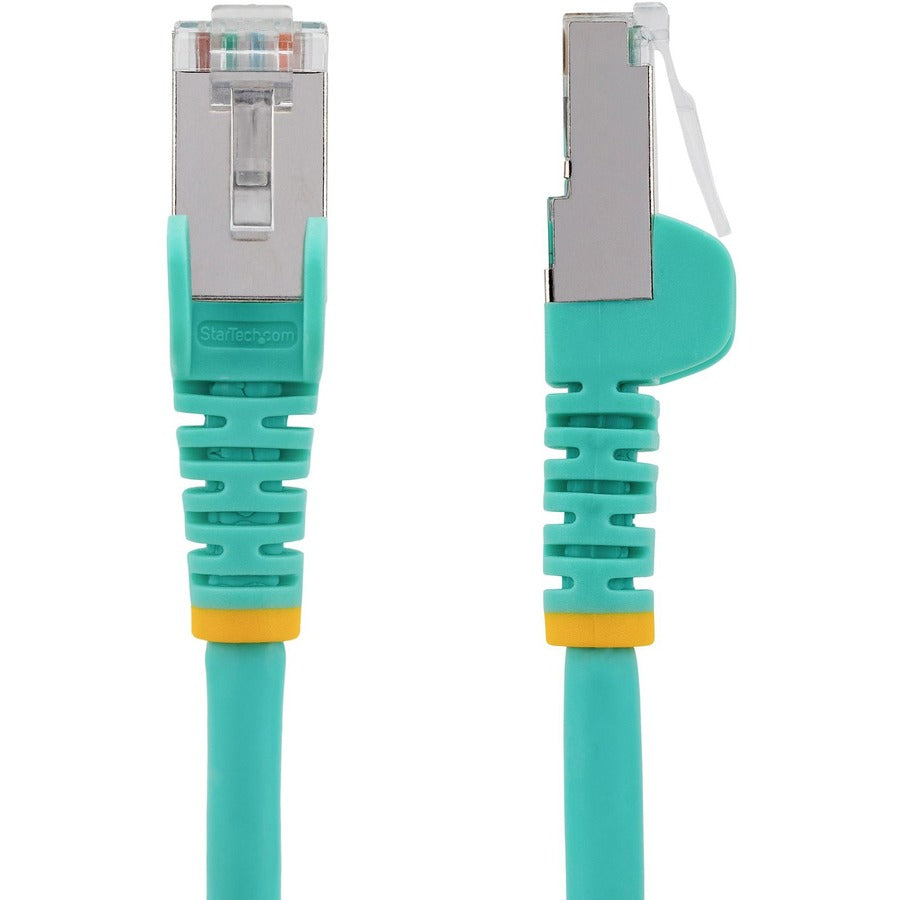 StarTech.com 25ft CAT6a Ethernet Cable, Aqua Low Smoke Zero Halogen (LSZH) 10 GbE 100W PoE S/FTP Snagless RJ-45 Network Patch Cord — NLAQ-25F-CAT6A-PATCH