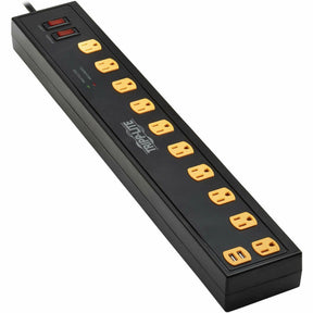 Eaton Tripp Lite Series Protect It! 10-Outlet Surge Protector with Swivel Light Bars - 5-15R Outlets, 2 USB Ports, 10 ft. (3 m) Cord, 4500 Joules, Black — TLP1010USB