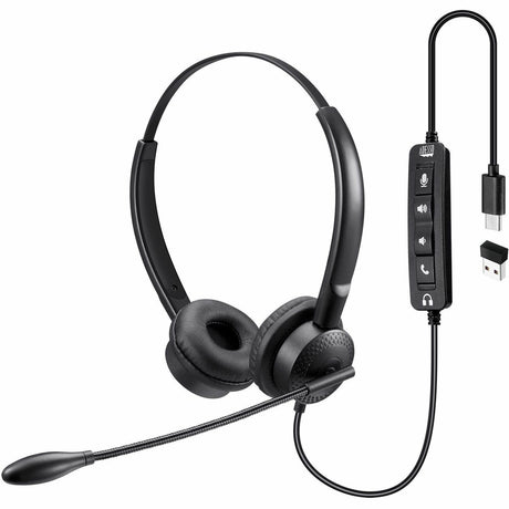 Adesso Headset with Push to talk, Volume +/-, Answer/End Call Controls — Xtream-P4T-TAA
