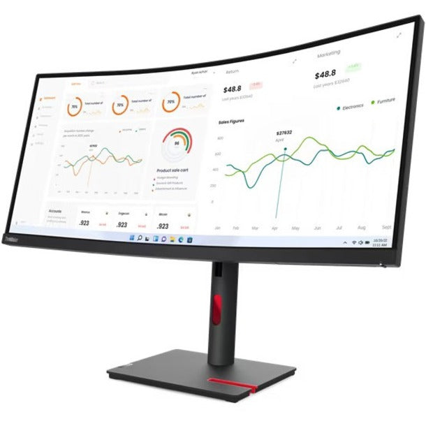 Lenovo ThinkVision T34w-30 34" Class UW-QHD Curved Screen LED Monitor - 21:9 - Raven Black — 63D4ZAR1US