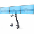 StarTech.com Crossbar Triple Monitor Desk Mount For Up To 3x 27in Screens, VESA 75x75/100x100, Tool-Less Arm Adjustments, C-Clamp/Grommet — 3M1A3SG-MONITOR-ARM
