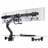 StarTech.com Crossbar Triple Monitor Desk Mount For Up To 3x 27in Screens, VESA 75x75/100x100, Tool-Less Arm Adjustments, C-Clamp/Grommet — 3M1A3SG-MONITOR-ARM