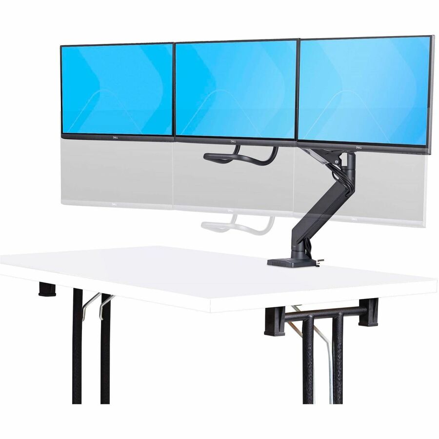 StarTech.com Crossbar Triple Monitor Desk Mount For Up To 3x 27in Screens, VESA 75x75/100x100, Tool-Less Arm Adjustments, C-Clamp/Grommet — 3M1A3SG-MONITOR-ARM