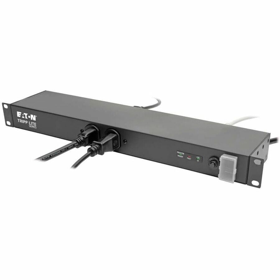 Eaton Tripp Lite Series Isobar 12-Outlet Network Server Surge Protector, 15 ft. (4.57 m) Cord, 3840 Joules, Diagnostic LEDs, 1U Rackmount, Metal Housing — IBAR12