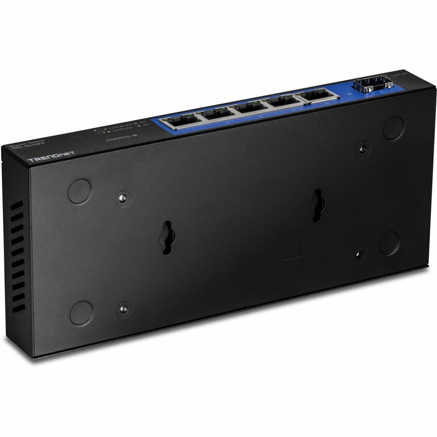 TRENDnet TEG-S51SFP, 5-Port Gigabit Compact Metal Desktop Switch with Gigabit SFP Slot, Fanless Design, Wall Mountable — TEG-S51SFP