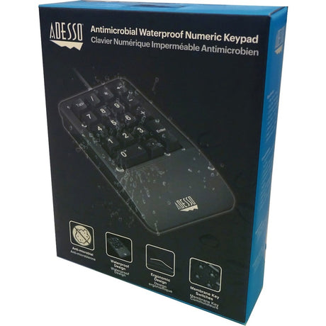 Adesso Antimicrobial Waterproof Numeric Keypad with Wrist Rest Support — AKB-618UB
