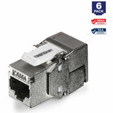 TRENDnet Shielded Cat6A Keystone Jack, 6-Pack Bundle, TC-K06C6A, 180&deg; Angle Termination, Compatible with Cat5/Cat5e/Cat6 Cabling, Use w/ TC-KP24S Shielded Blank Keystone Patch Panel (sold separately) — TC-K06C6A