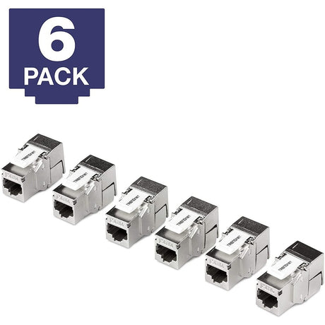 TRENDnet Shielded Cat6A Keystone Jack, 6-Pack Bundle, TC-K06C6A, 180&deg; Angle Termination, Compatible with Cat5/Cat5e/Cat6 Cabling, Use w/ TC-KP24S Shielded Blank Keystone Patch Panel (sold separately) — TC-K06C6A