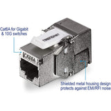 TRENDnet Shielded Cat6A Keystone Jack, 6-Pack Bundle, TC-K06C6A, 180&deg; Angle Termination, Compatible with Cat5/Cat5e/Cat6 Cabling, Use w/ TC-KP24S Shielded Blank Keystone Patch Panel (sold separately) — TC-K06C6A