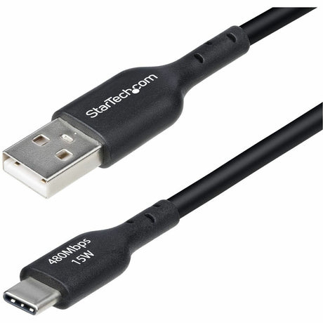 StarTech.com 10ft (3m) USB-A to USB-C Charging Cable, Charge & Sync, 3A, USB 2.0, TPE Jacket - Black USB Charging Cord — USB2AC10FBKE