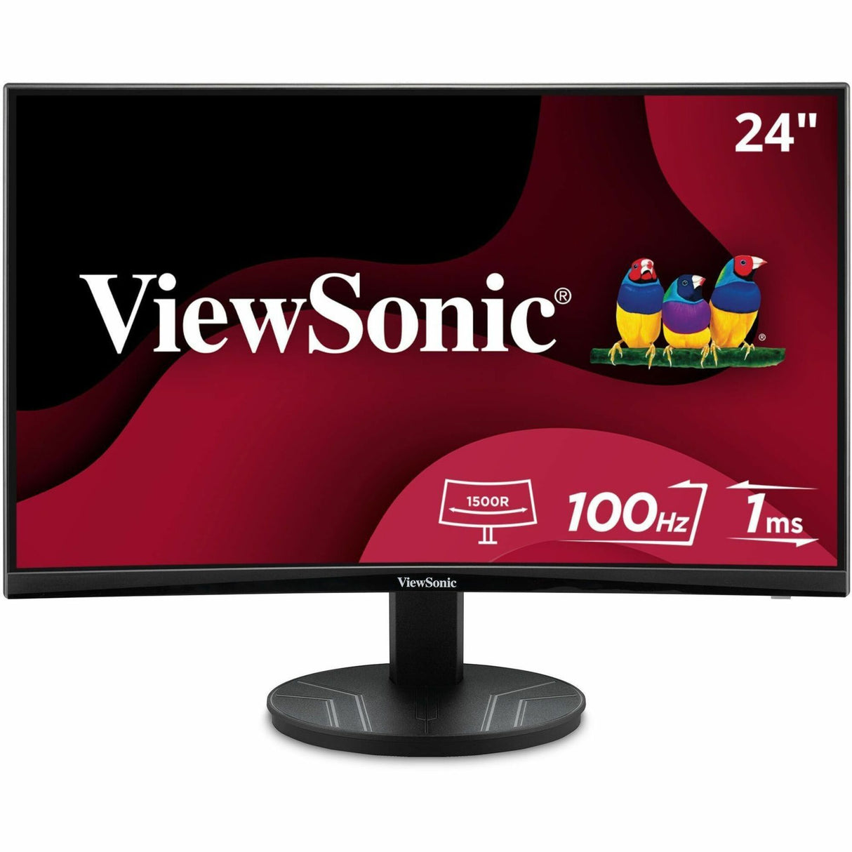 ViewSonic VA2416C 24 Inch Full HD 1080p Frameless Curved Monitor with Variable Refresh Rate, Eye Care, HDMI, and DisplayPort Inputs for Home and Office — VA2416C