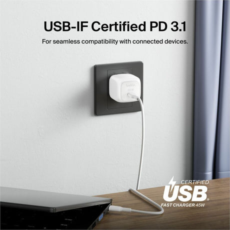 Belkin 45W Portable USB-C Wall Charger - 1xUSB-C (45W) - Fast Charge - Power Adapter - White — WCA013dqWH