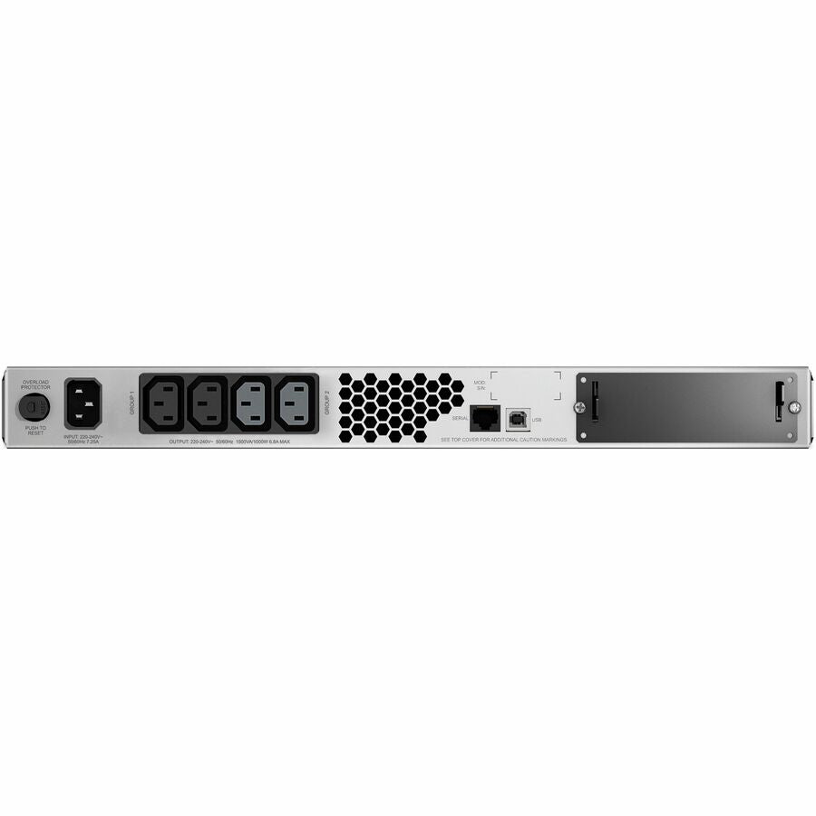 APC Smart-UPS, Line Interactive, 1500VA, Rackmount 1U, 230V, 4x IEC C13 outlets, SmartSlot, AVR, LCD — SMT1500RMI1U