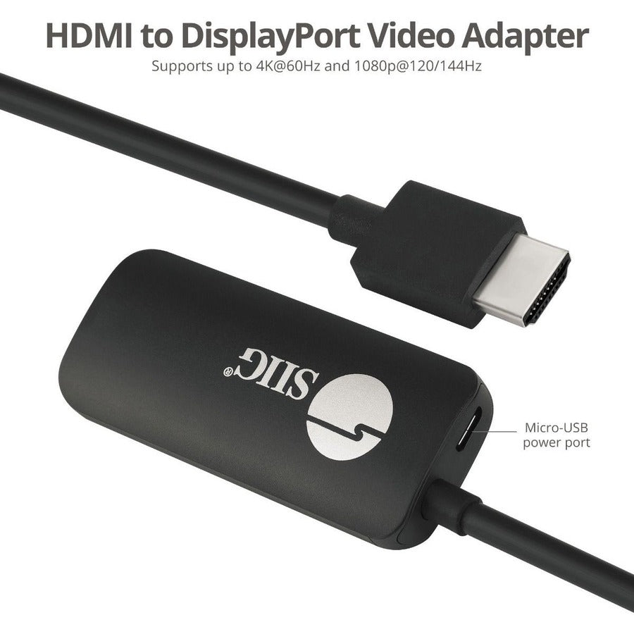 SIIG HDMI to DisplayPort 1.2 4K 60Hz Converter Adapter — CB-H21811-S1