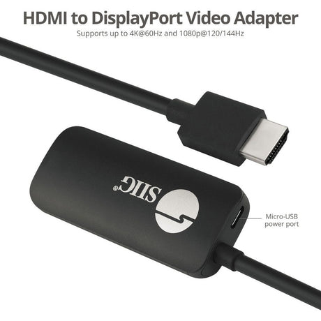 SIIG HDMI to DisplayPort 1.2 4K 60Hz Converter Adapter — CB-H21811-S1