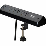 Eaton Tripp Lite Series Protect It! 6-Outlet Surge Protector with 2 USB-C Ports - 5-15R Outlets, 900 Joules, 30W PD Charging, Desk Clamp, 10 ft. (3 m) Braided Cord, Black — TLP610U30CLAMPB