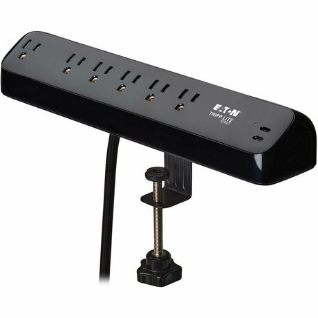 Eaton Tripp Lite Series Protect It! 6-Outlet Surge Protector with 2 USB-C Ports - 5-15R Outlets, 900 Joules, 30W PD Charging, Desk Clamp, 10 ft. (3 m) Braided Cord, Black — TLP610U30CLAMPB