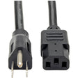 Eaton Tripp Lite Series Computer Power Cord, NEMA 5-15P to C13 - Heavy-Duty, 15A, 125V, 14 AWG, 6 ft. (1.83 m), Black — P007-006