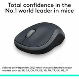 Logitech M185 Wireless Mouse, 2.4GHz with USB Mini Receiver, 1000 DPI Optical Tracking, Swift Grey — 910-002225