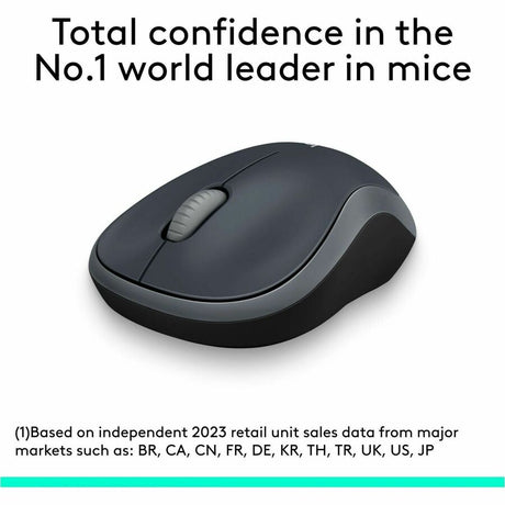 Logitech M185 Wireless Mouse, 2.4GHz with USB Mini Receiver, 1000 DPI Optical Tracking, Swift Grey — 910-002225