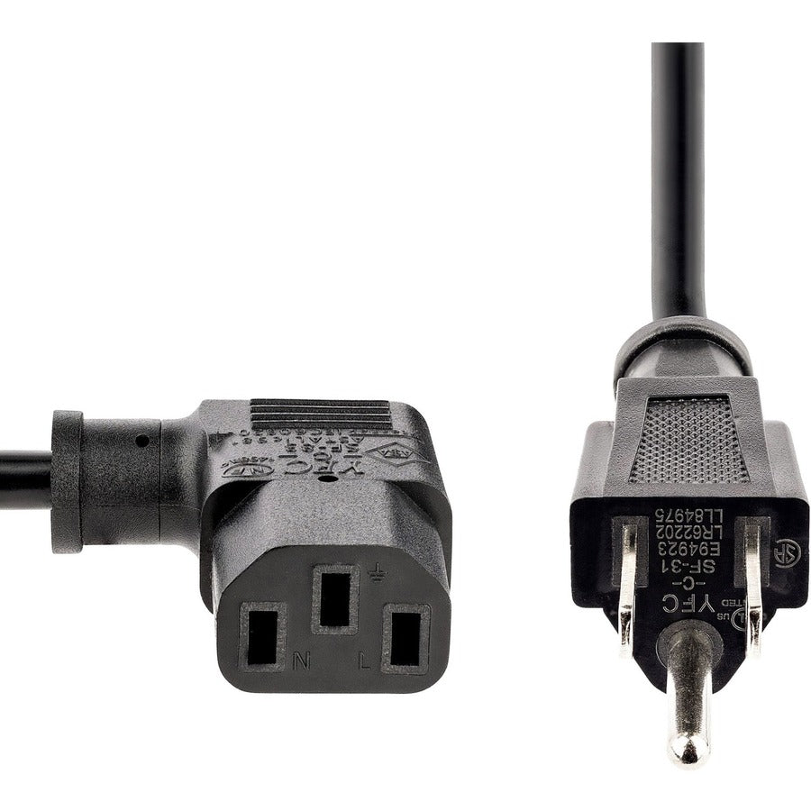 StarTech.com 10ft (3m) Computer Power Cord, NEMA 5-15P to Right Angle C13, 10A 125V, 18AWG, Replacement AC Power Cord, Monitor Power Cable — PXT101L10
