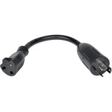 Eaton Tripp Lite Series Power Cord Adapter, NEMA L5-20P to NEMA 5-20R - Heavy-Duty, 20A, 125V, 12 AWG, 6-in. (15.24 cm), Black — P046-06N