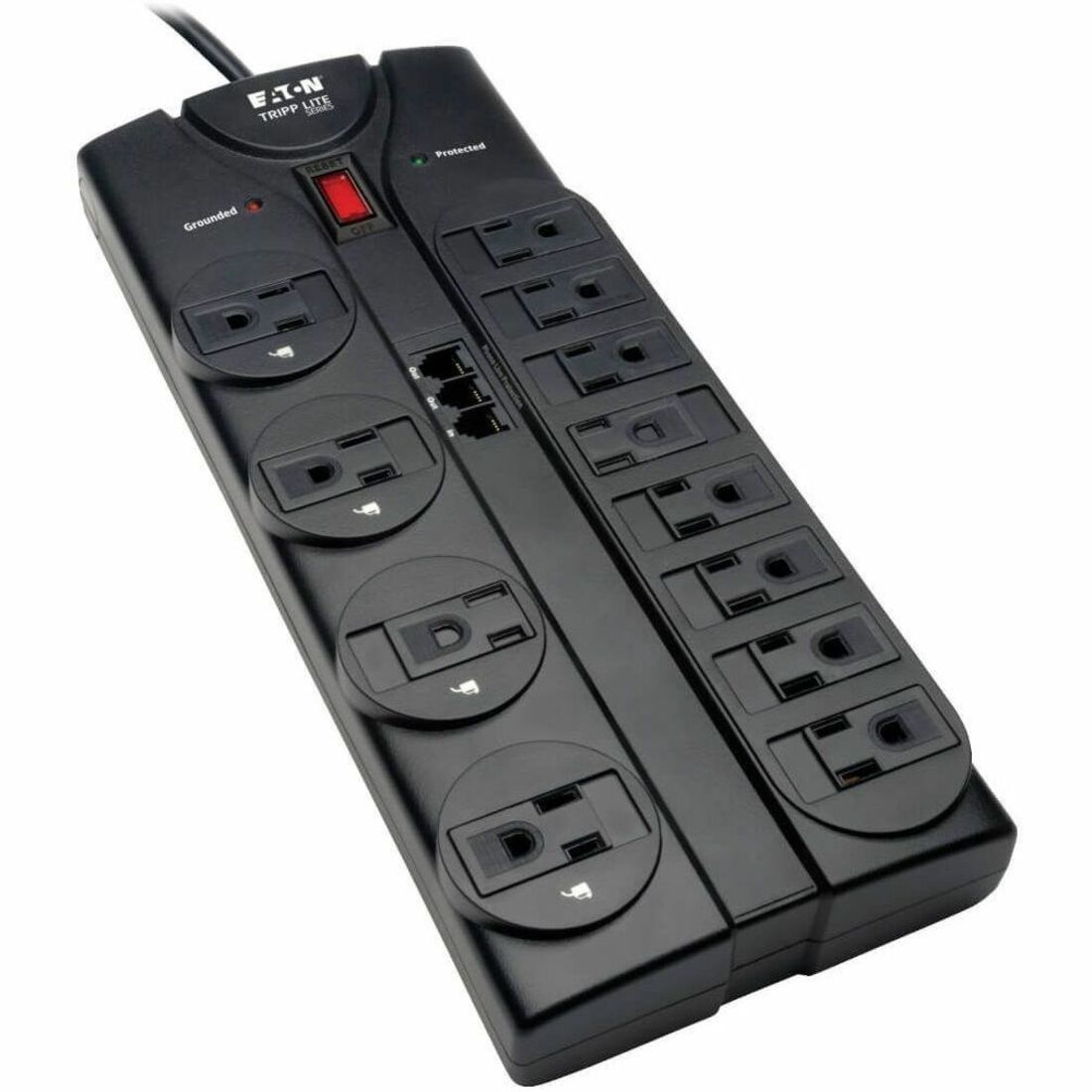 Eaton Tripp Lite Series Protect It! 12-Outlet Surge Protector, 8 ft. (2.43 m) Cord, 2160 Joules, Tel/Modem Protection — TLP1208TEL