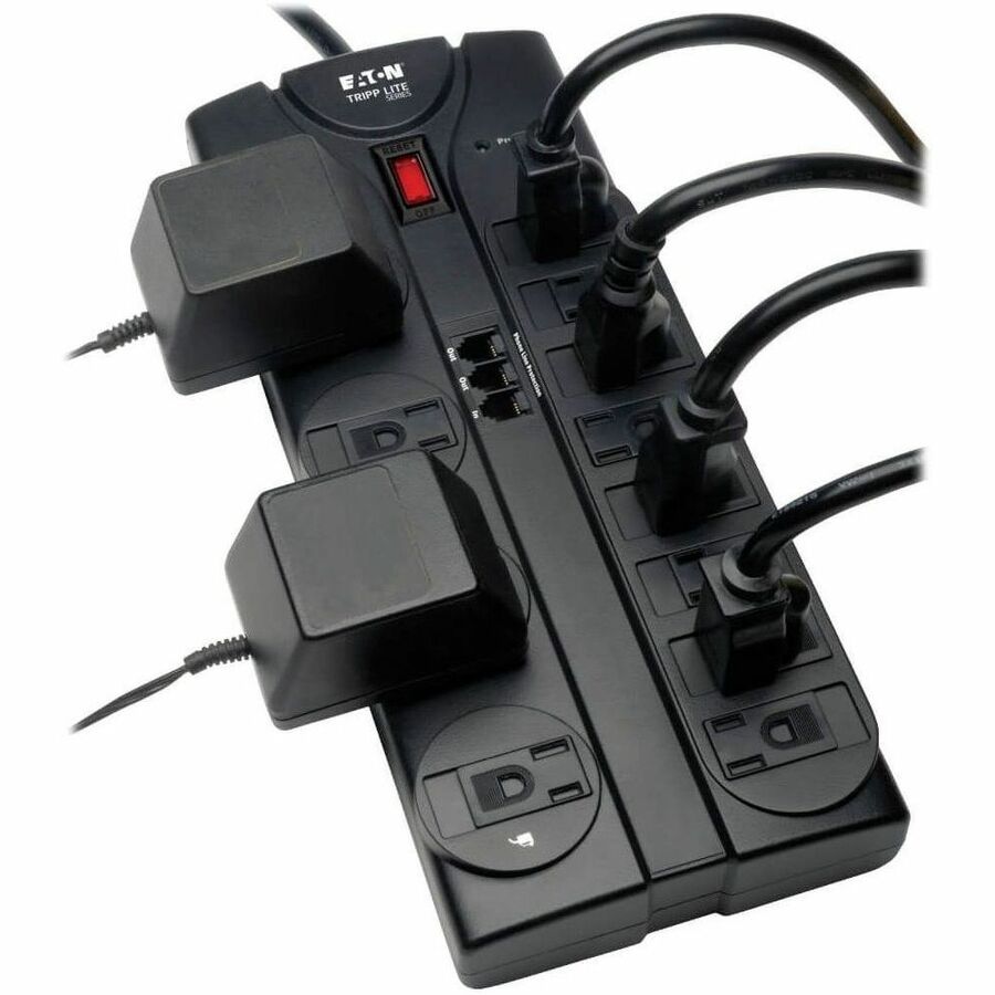 Eaton Tripp Lite Series Protect It! 12-Outlet Surge Protector, 8 ft. (2.43 m) Cord, 2160 Joules, Tel/Modem Protection — TLP1208TEL