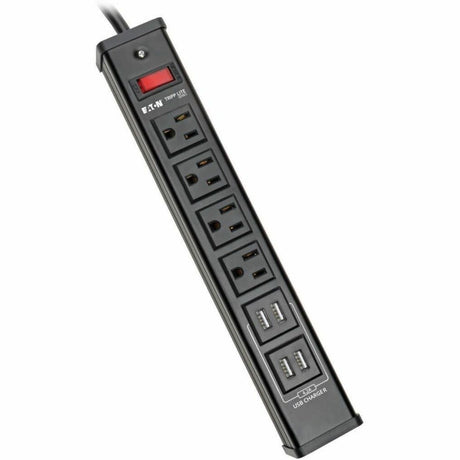 Eaton Tripp Lite Series 4-Outlet Surge Protector with 4 USB Ports (4.2A Shared) - 6 ft. (1.83 m) Cord, 450 Joules, Metal Housing — TLM446USBB