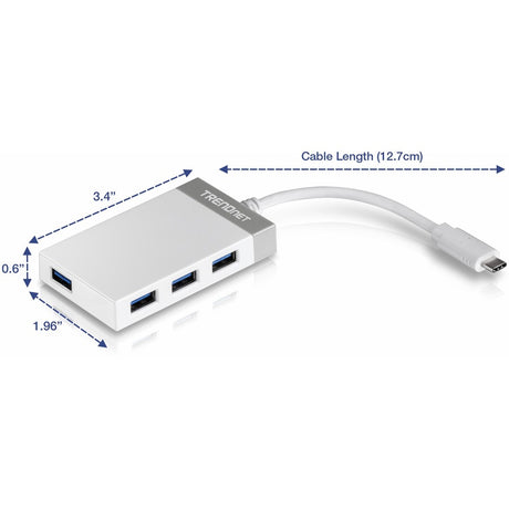 TRENDnet 4-Port USB-C to USB Mini Hub, TUC-H4E, Add 4 x USB 3.0 Ports to a USB-C Computer, USB C Multiport Adapter, Compatible with Windows, MacOs — TUC-H4E