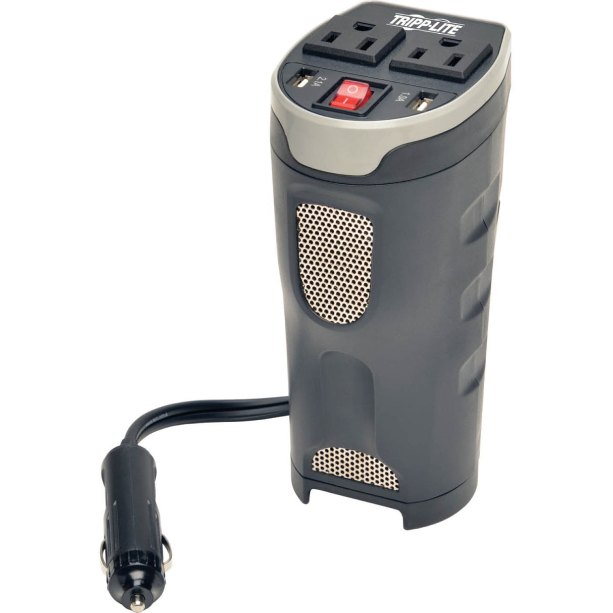 Eaton Tripp Lite Series 200W PowerVerter Ultra-Compact Car Inverter with 2 Outlets and 2 USB Charging Ports, Cup Holder Design — PV200CUSB