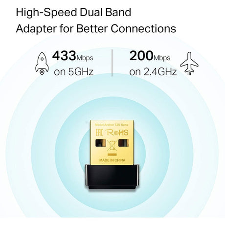 TP-Link Archer T2U Nano - IEEE 802.11ac Dual Band Wi-Fi Adapter for PC Desktop/Notebook — Archer T2U Nano