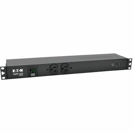 Eaton Tripp Lite Series 2kW Single-Phase Local Metered PDU + ISOBAR Surge Suppression, 3840 Joules, 100-127V Outlets (12 5-20R, 2 5-15R), L5-20P/5-20P, 15 ft. (4.57 m) Cord, 1U Rack-Mount — PDUMH20-ISO