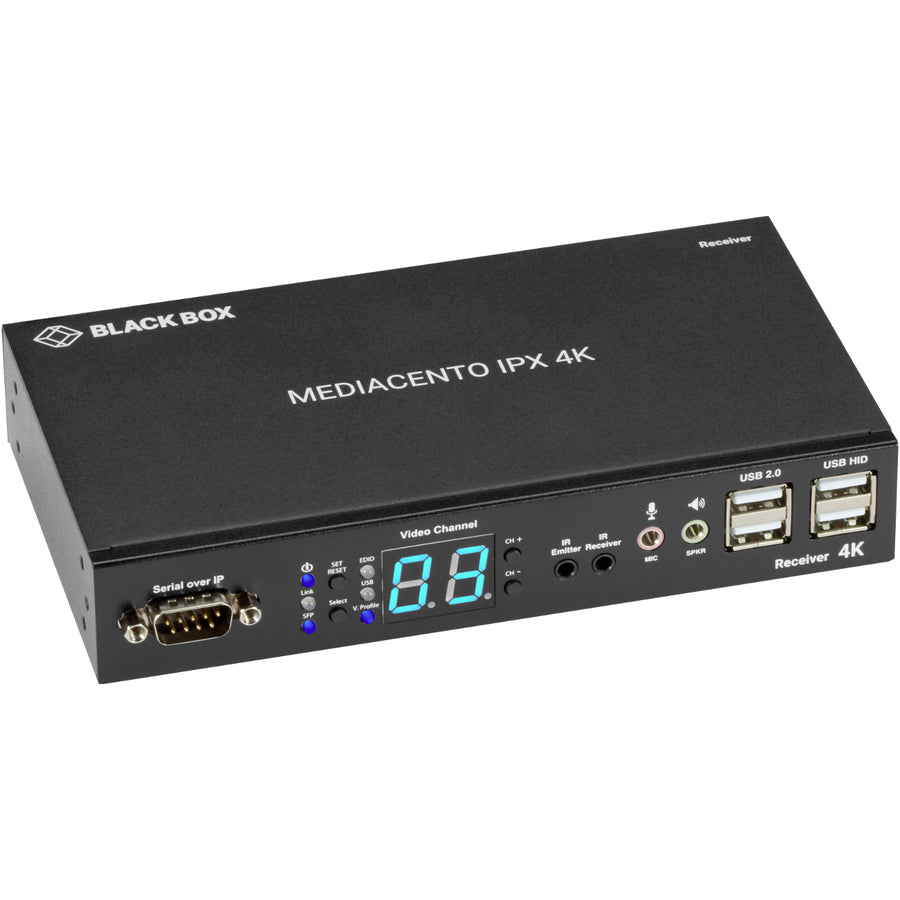 Black Box MediaCento IPX 4K Receiver - HDMI, USB, Serial, IR, Audio — VX-HDMI-4KIP-RX