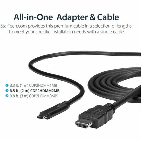 StarTech.com USB C to HDMI Cable - 6 ft / 2m - USB-C to HDMI 4K 60Hz - USB Type C to HDMI - Computer Monitor Cable — CDP2HDMM2MB